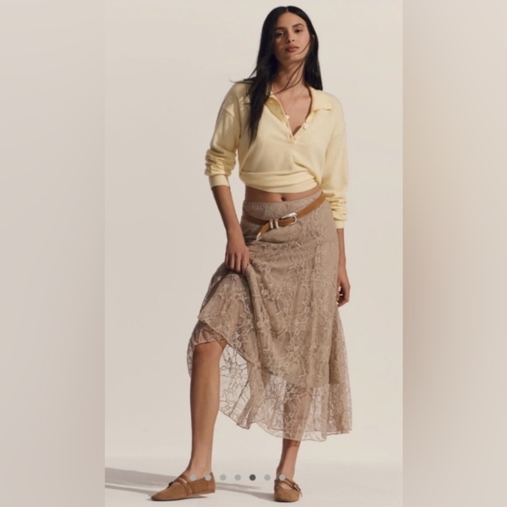FRNCH LONG-SLEEVE COLLARED POLO JUMPER LIGHT YELLOW from Anthropologie